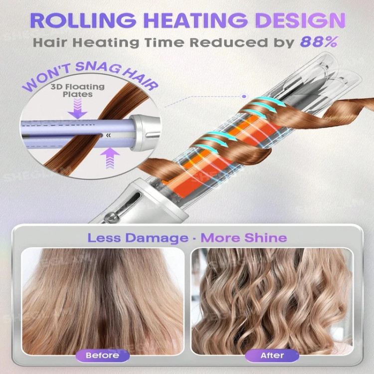 کرلی فرکننده مو بنفش شیگلم مدل One Touch Airflow Styler Proسایز 32 میلی متر
